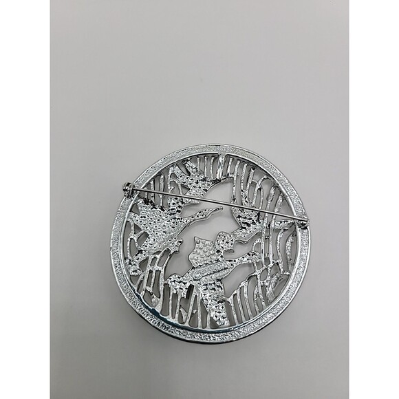Vintage Sarah Coventry Brooch Pin Round Ducks Birds Fowl Silver Tone - Picture 10 of 13